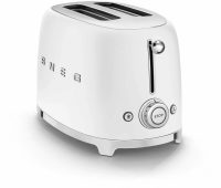 Тостер Smeg TSF01WHEU белый, стиль 50-х г. г, 2 ломтика, корпус из нержавеющей стали, 6 уровней поджаривания