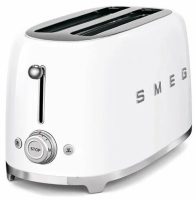 Тостер Smeg TSF02WHEU белый, стиль 50-х г. г, 4 ломтика, корпус из нержавеющей стали, 6 уровней поджаривания