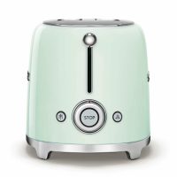 Тостер SMEG TSF01PGEU на 2 ломтика, пастельный зеленый; подогрев, размораживание; 6 ур. поджарки; съемный поддон