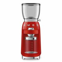 Кофемолка Smeg CGF11RDEU, красный, 150 Вт, 30 степеней помола, Евровилка, многофункциональная, с коническими жерновами