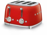 Тостер Smeg TSF03RDEU красный, 4 ломтика, корпус из нержавеющей стали, подогрев, размораживание, 6 уровней поджаривания