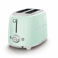 Тостер SMEG TSF01PGEU на 2 ломтика, пастельный зеленый; подогрев, размораживание; 6 ур. поджарки; съемный поддон