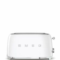 Тостер Smeg TSF02WHEU белый, стиль 50-х г. г, 4 ломтика, корпус из нержавеющей стали, 6 уровней поджаривания