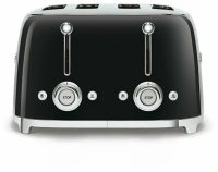 Тостер Smeg TSF03BLEU черный, 4 ломтика, корпус из нержавеющей стали, подогрев, размораживание, 6 уровней поджаривания