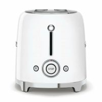 Тостер Smeg TSF02WHEU белый, стиль 50-х г. г, 4 ломтика, корпус из нержавеющей стали, 6 уровней поджаривания