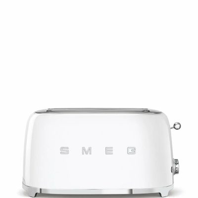 Тостер Smeg TSF02WHEU белый, стиль 50-х г. г, 4 ломтика, корпус из нержавеющей стали, 6 уровней поджаривания