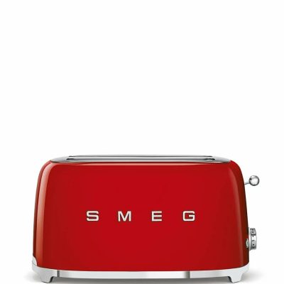 Тостер Smeg TSF02RDEU красный, стиль 50-х г. г, 4 ломтика, корпус из нержавеющей стали, 6 уровней поджаривания