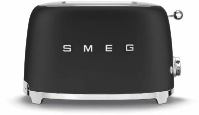 Тостер Smeg TSF01BLMEU черный матовый, стиль 50-х г. г, 2 ломтика, корпус из нержавеющей стали, 6 уровней поджаривания