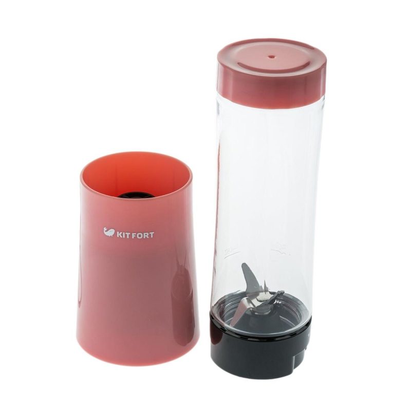 Блендер для коктейлей Kitfort КТ-1311-1 Shake & Take, розовый