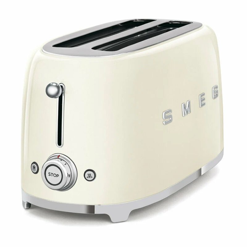 Тостер Smeg TSF02CREU кремовый, стиль 50-х г. г, 4 ломтика, корпус из нержавеющей стали, 6 уровней поджаривания
