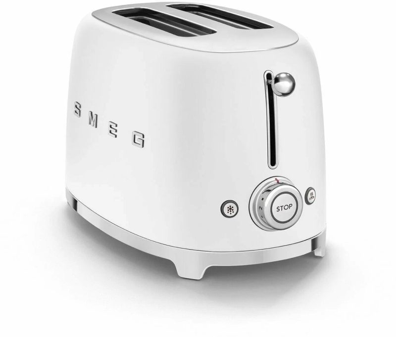 Тостер Smeg TSF01WHEU белый, стиль 50-х г. г, 2 ломтика, корпус из нержавеющей стали, 6 уровней поджаривания