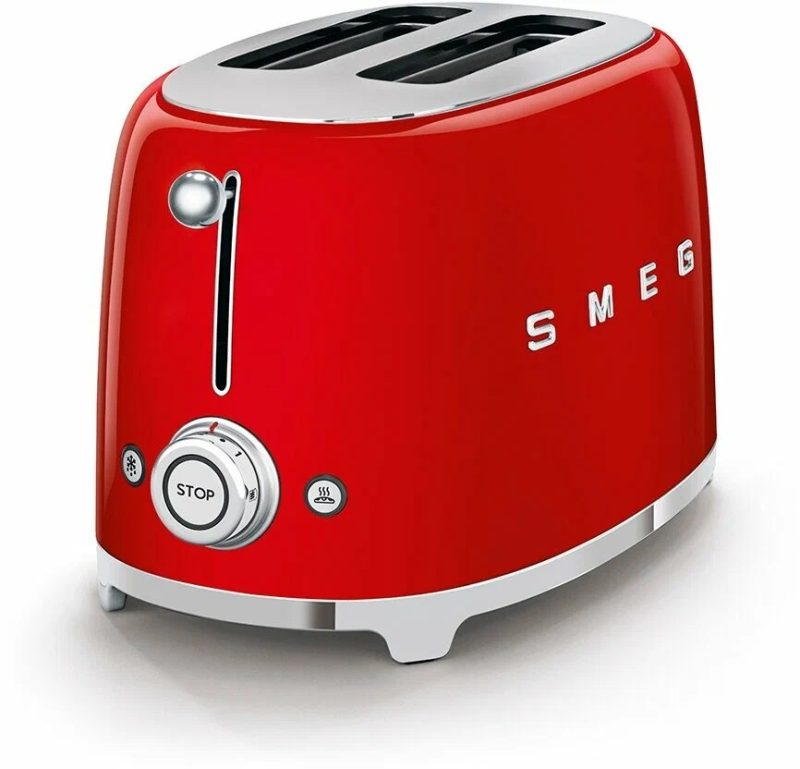 Тостер SMEG TSF01RDEU, регулировка степени обжаривания, подогрев, разморозка, 2 ломтика хлеба