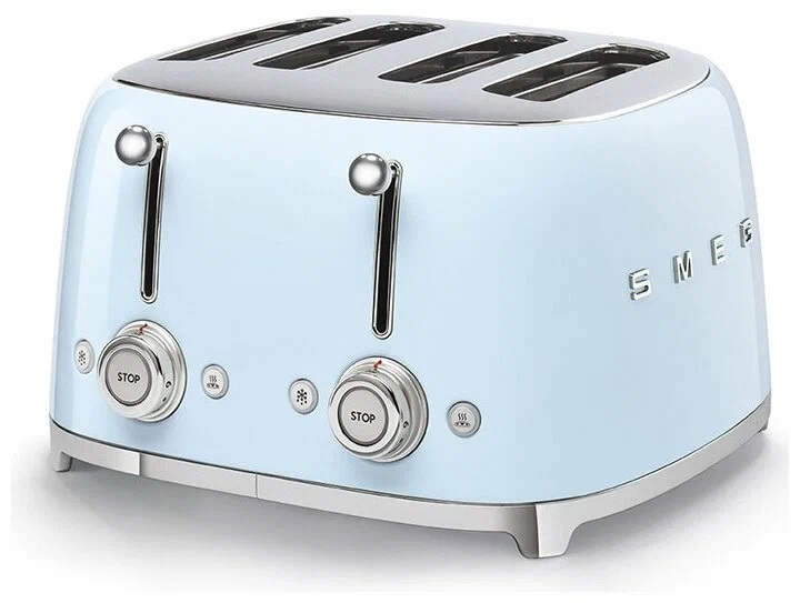 Тостер SMEG TSF03PBEU, регулировка степени обжаривания, подогрев, разморозка, 4 ломтика хлеба