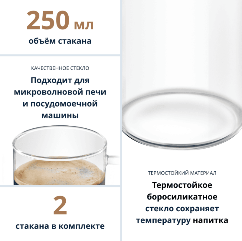 Набор чашек De'Longhi American DLSC320, 2 чашки, объем 250 мл.