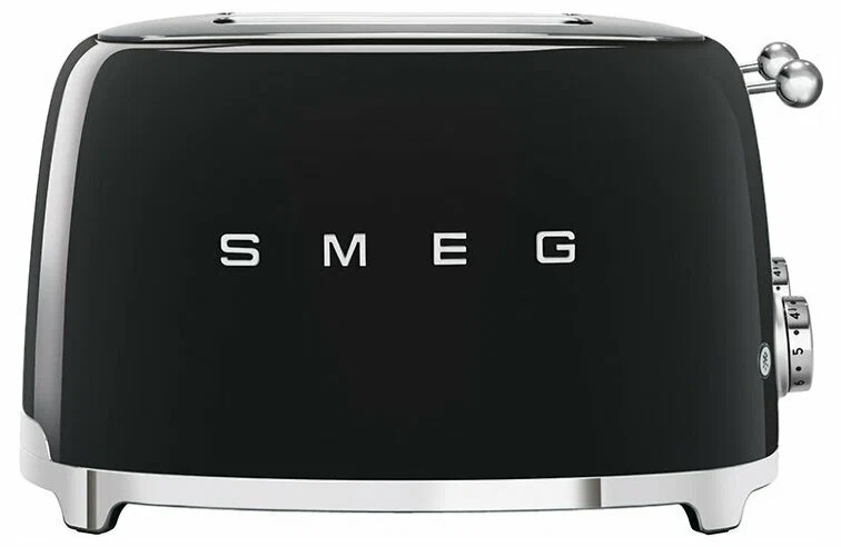 Тостер Smeg TSF03BLEU черный, 4 ломтика, корпус из нержавеющей стали, подогрев, размораживание, 6 уровней поджаривания