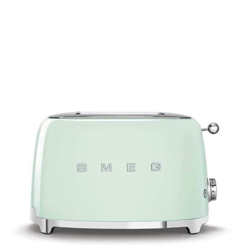 Тостер SMEG TSF01PGEU на 2 ломтика, пастельный зеленый; подогрев, размораживание; 6 ур. поджарки; съемный поддон