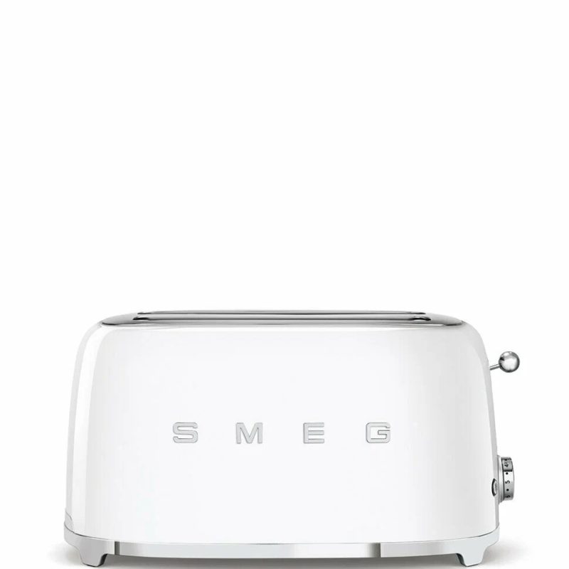 Тостер Smeg TSF02WHEU белый, стиль 50-х г. г, 4 ломтика, корпус из нержавеющей стали, 6 уровней поджаривания