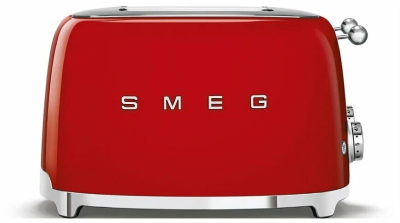 Тостер Smeg TSF03RDEU красный, 4 ломтика, корпус из нержавеющей стали, подогрев, размораживание, 6 уровней поджаривания