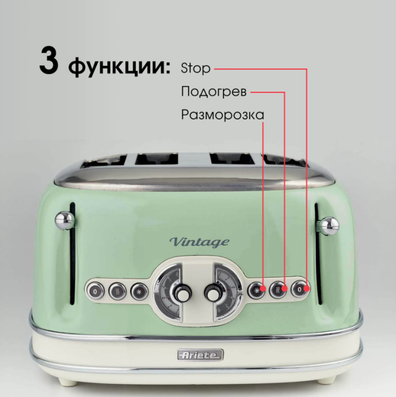 Тостер Ariete Vintage 156/04 (Зеленый)