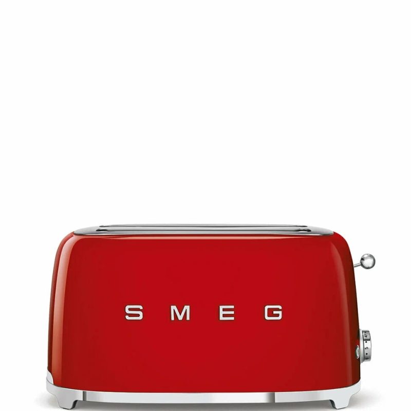 Тостер Smeg TSF02RDEU красный, стиль 50-х г. г, 4 ломтика, корпус из нержавеющей стали, 6 уровней поджаривания