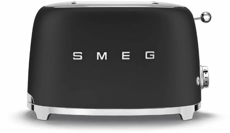 Тостер Smeg TSF01BLMEU черный матовый, стиль 50-х г. г, 2 ломтика, корпус из нержавеющей стали, 6 уровней поджаривания