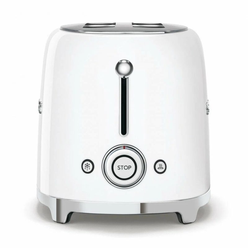 Тостер Smeg TSF02WHEU белый, стиль 50-х г. г, 4 ломтика, корпус из нержавеющей стали, 6 уровней поджаривания