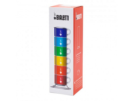 Набор из 6 чашек для эспрессо Bialetti Multicolor со стойкой TAZZ110