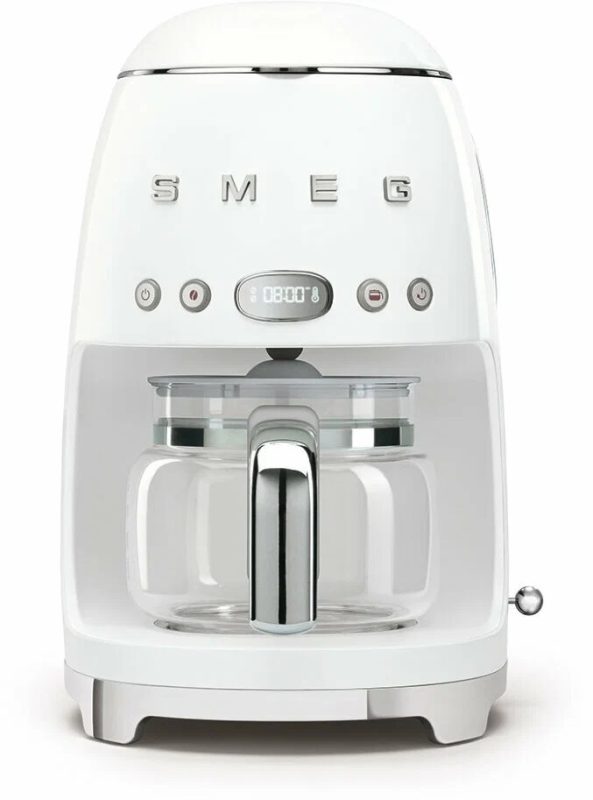 Капельная кофеварка Smeg DCF02WHEU, белый, стиль 50-х годов, 10 чашек, 1.4 л