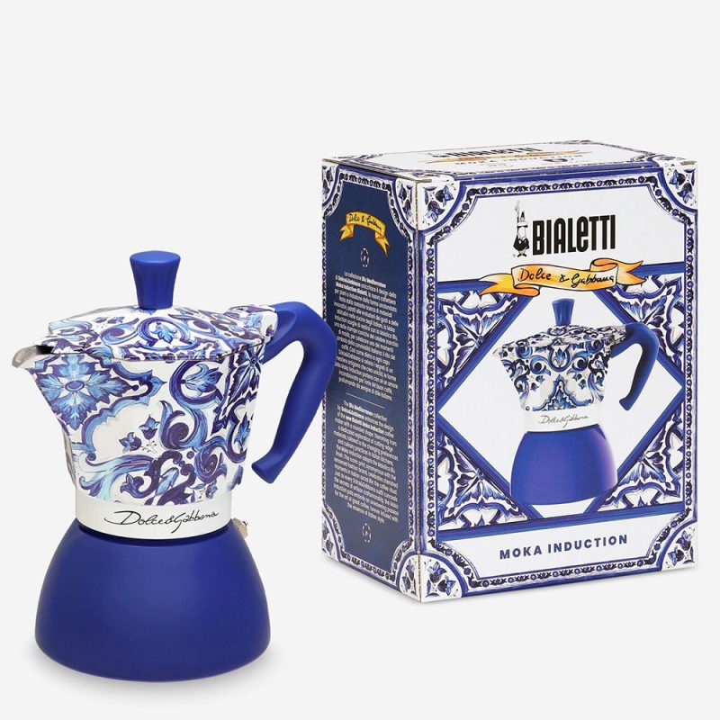 Гейзерная кофеварка Bialetti Moka Induction 5357 Dolce&Gabbana Blu Mediterraneo