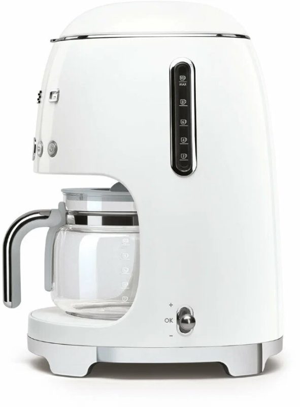 Капельная кофеварка Smeg DCF02WHEU, белый, стиль 50-х годов, 10 чашек, 1.4 л