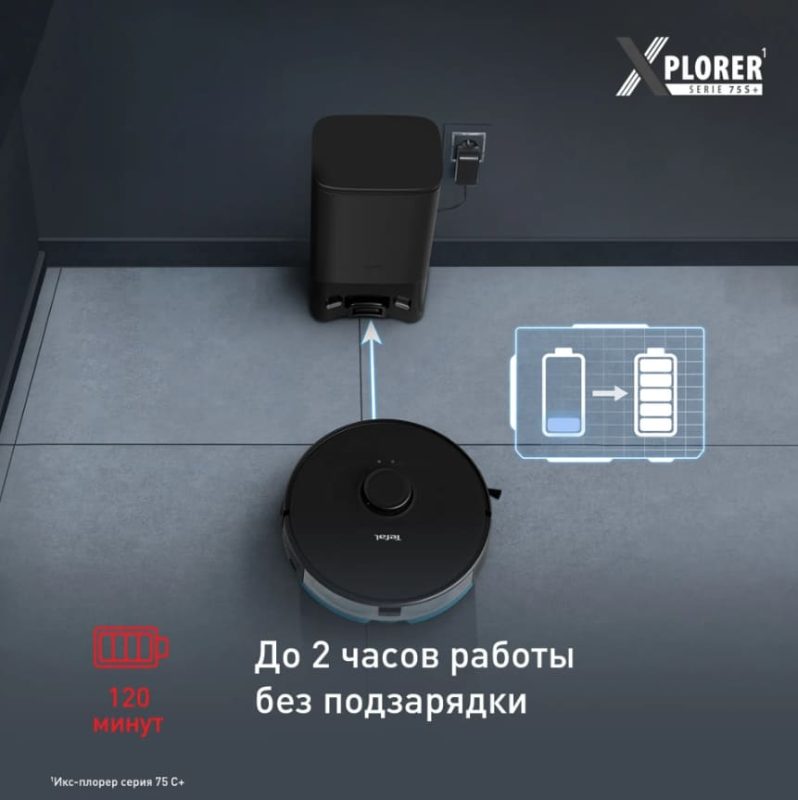 Робот-пылесос Tefal X-plorer Serie 75 S+ RG8595WH