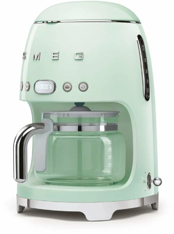 Капельная кофеварка Smeg DCF02PGEU, пастельный зеленый, стиль 50-х годов, 10 чашек, 1.4 л