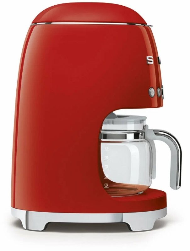Капельная кофеварка Smeg DCF02RDEU, красный, стиль 50-х годов, 10 чашек, 1.4 л