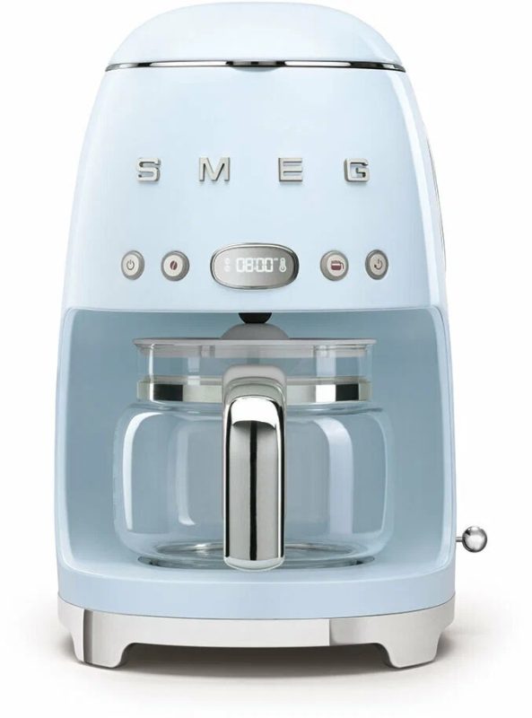 Капельная кофеварка Smeg DCF02PBEU, пастельный голубой, стиль 50-х годов, 10 чашек, 1.4 л