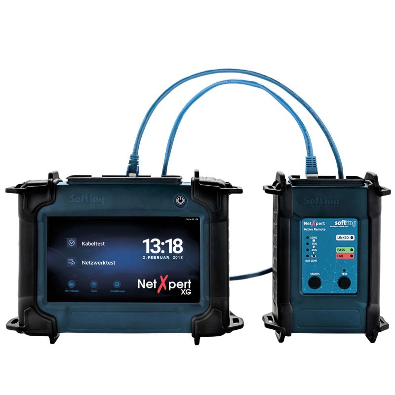 Тестер Softing NetXpert XG для квалификации скорости Ethernet до 1 Гбит/с: 1 x основной блок (медь/оптика), 1 x удалённый блок (медь)