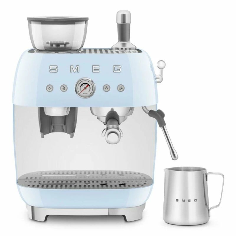 Кофемашина SMEG EGF03PBEU пастельный голубой, рожковая, эспрессо, встроенная кофемолка