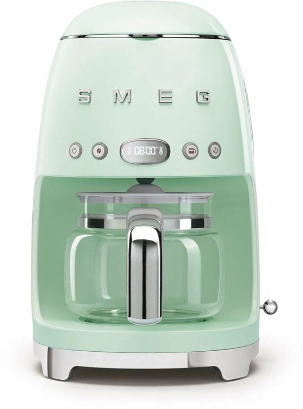 Капельная кофеварка Smeg DCF02PGEU, пастельный зеленый, стиль 50-х годов, 10 чашек, 1.4 л