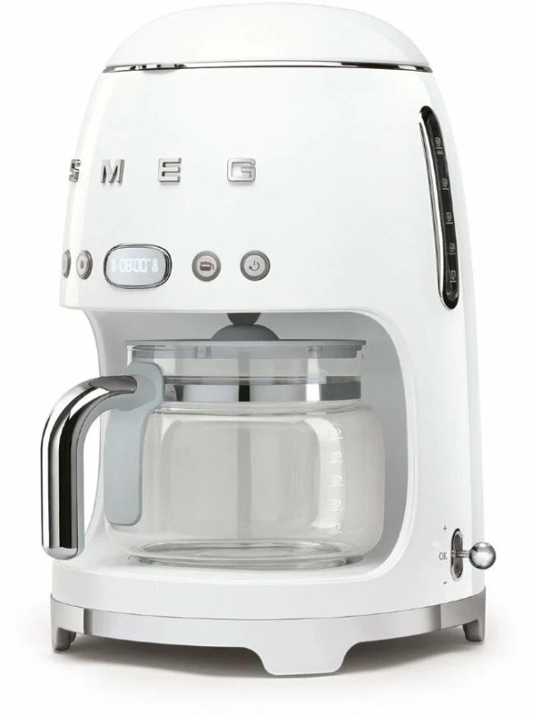 Капельная кофеварка Smeg DCF02WHEU, белый, стиль 50-х годов, 10 чашек, 1.4 л