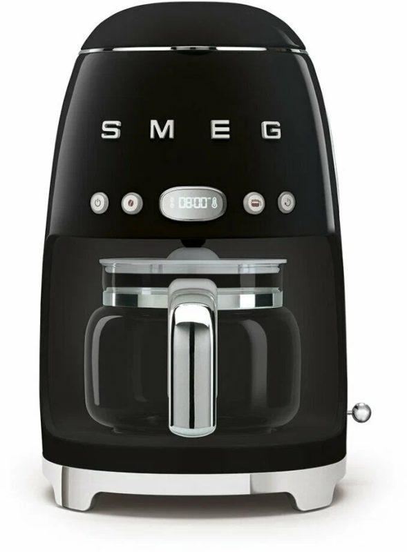 Капельная кофеварка Smeg DCF02BLEU, черный, стиль 50-х годов, 10 чашек, 1.4 л