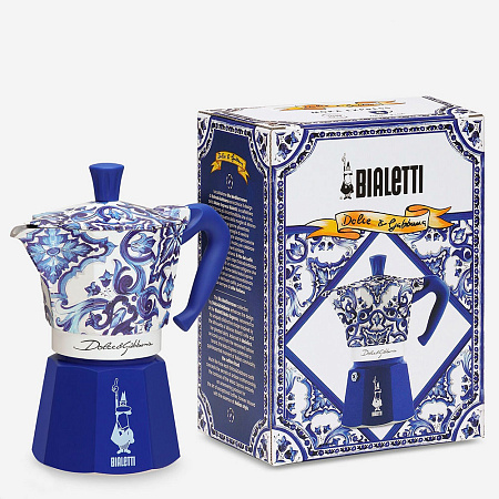Гейзерная кофеварка Bialetti Moka Express 5346 Dolce&Gabbana Blu Mediterraneo 