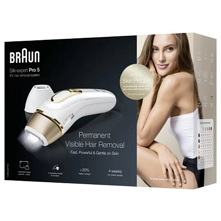 Фотоэпилятор Braun PL5154 Silk-expert IPL Pro 5, белый/золотистый