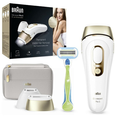 Фотоэпилятор Braun PL5154 Silk-expert IPL Pro 5, белый/золотистый